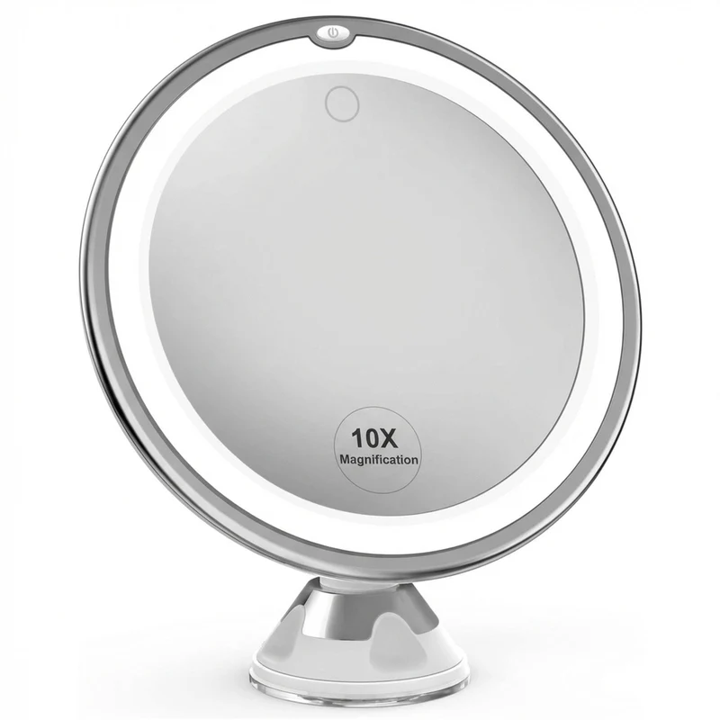 PRO BEAUTY Badezimmerspiegel mit LED & Saugnapf - 10x Vergrößerung