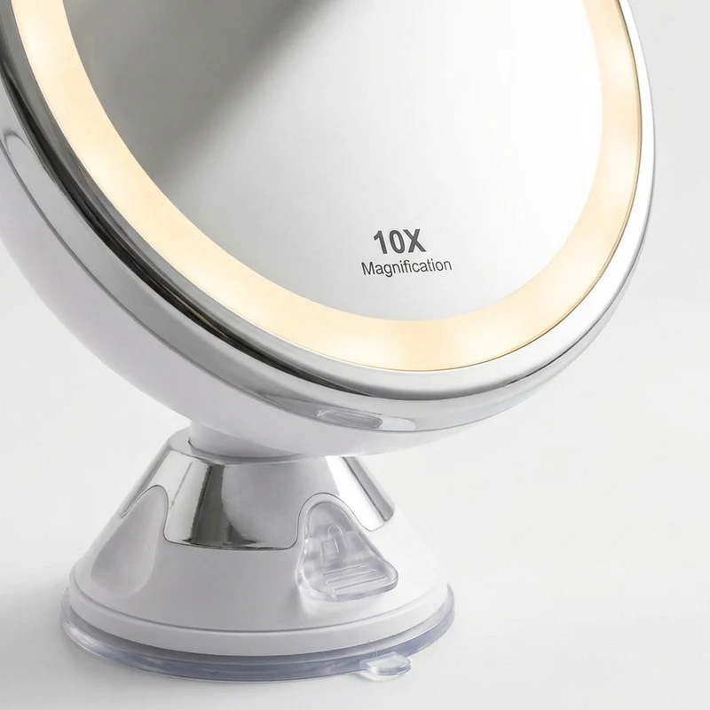 PRO BEAUTY Badezimmerspiegel mit LED & Saugnapf - 10x Vergrößerung