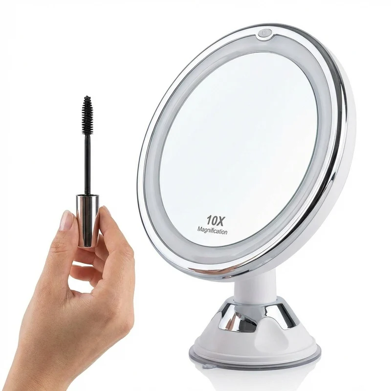 PRO BEAUTY Badezimmerspiegel mit LED & Saugnapf - 10x Vergrößerung