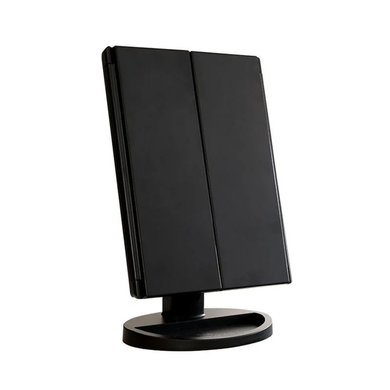 UNIQ Hollywood Schminkspiegel, dreifach klappbar, mit LED-Licht, Schwarz