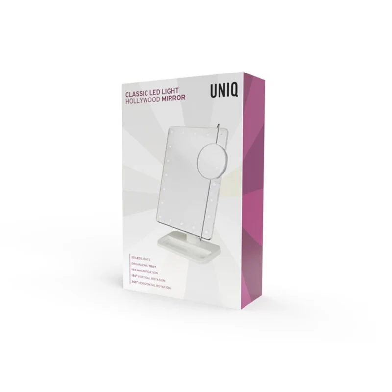 Schminkspiegel mit LED Licht – UNIQ Hollywood – 10X Vergrößerung – Weiß