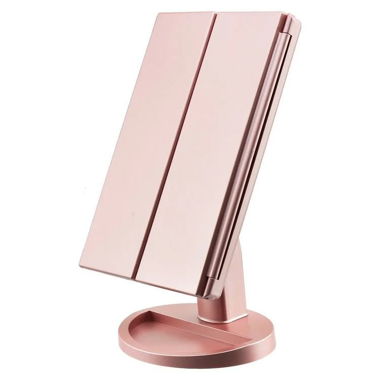 UNIQ Schminkspiegel – Trifold mit LED Licht & 3X Vergrößerung – Roségold