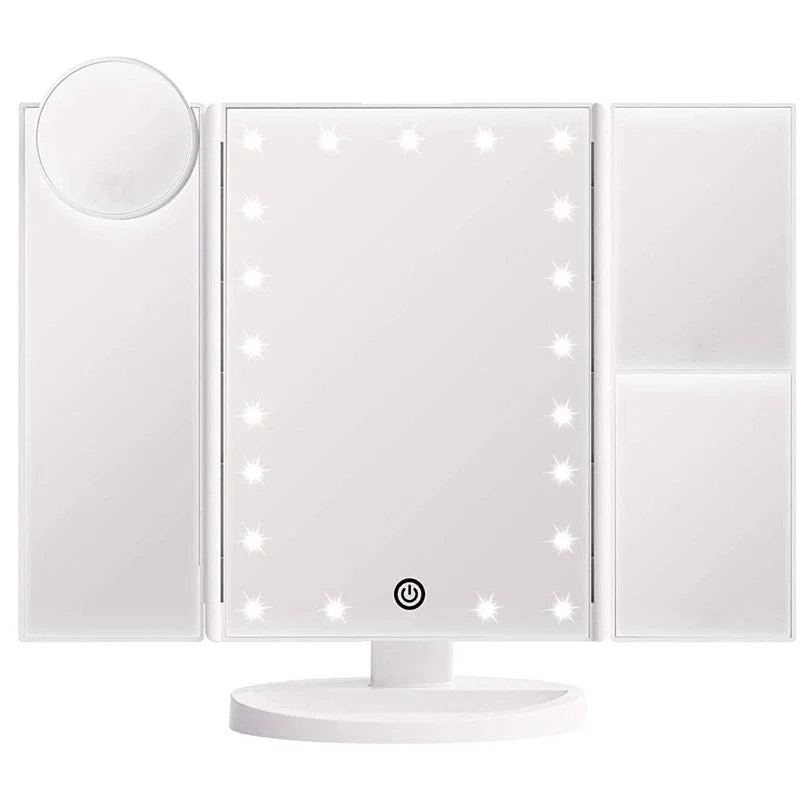 Kosmetikspiegel UNIQ Hollywood Trifold mit LED-Licht, Weiß