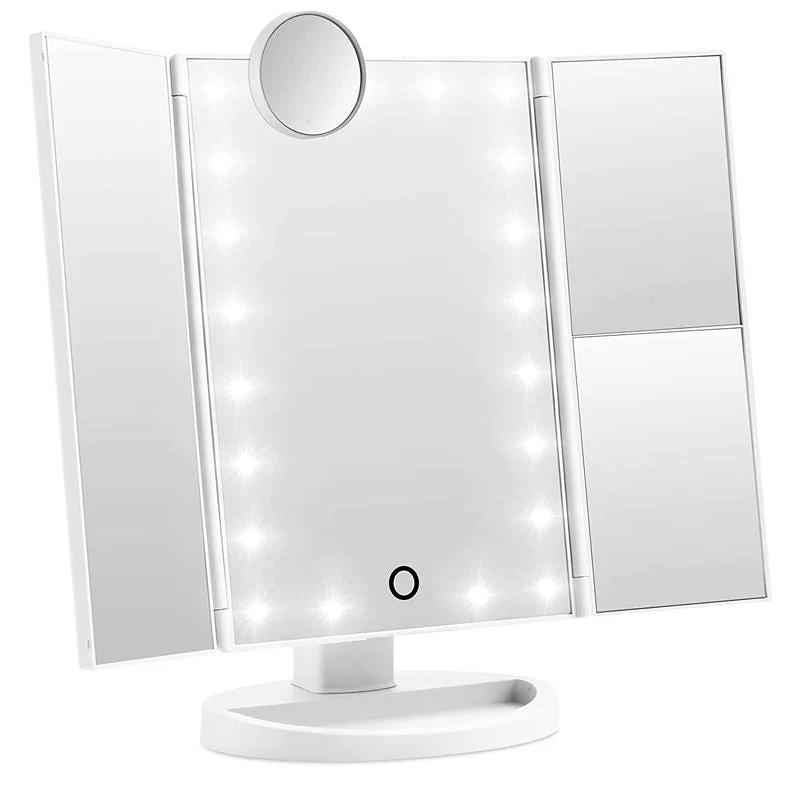 Kosmetikspiegel UNIQ Hollywood Trifold mit LED-Licht, Weiß