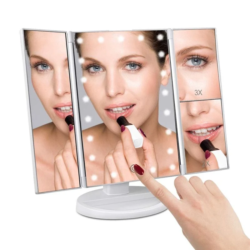 Kosmetikspiegel UNIQ Hollywood Trifold mit LED-Licht, Weiß