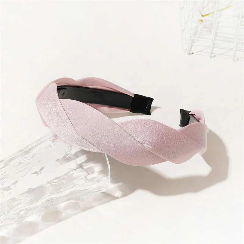 Haarreif – rosa Satin mit Twist-Design