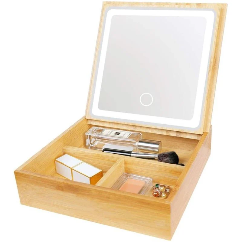 Schmuckkästchen & Make-up Organizer – UNIQ Bambus mit LED Spiegel
