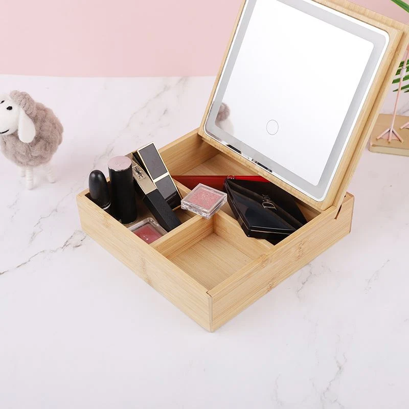 Schmuckkästchen & Make-up Organizer – UNIQ Bambus mit LED Spiegel