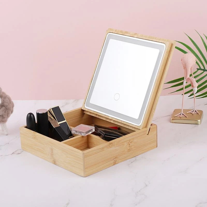 Schmuckkästchen & Make-up Organizer – UNIQ Bambus mit LED Spiegel