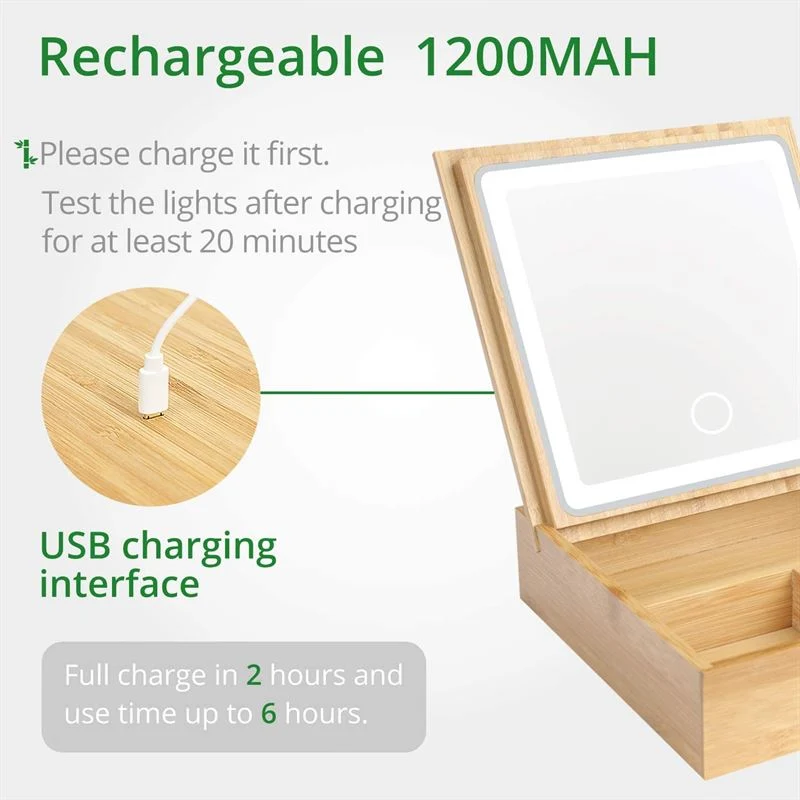 Schmuckkästchen & Make-up Organizer – UNIQ Bambus mit LED Spiegel
