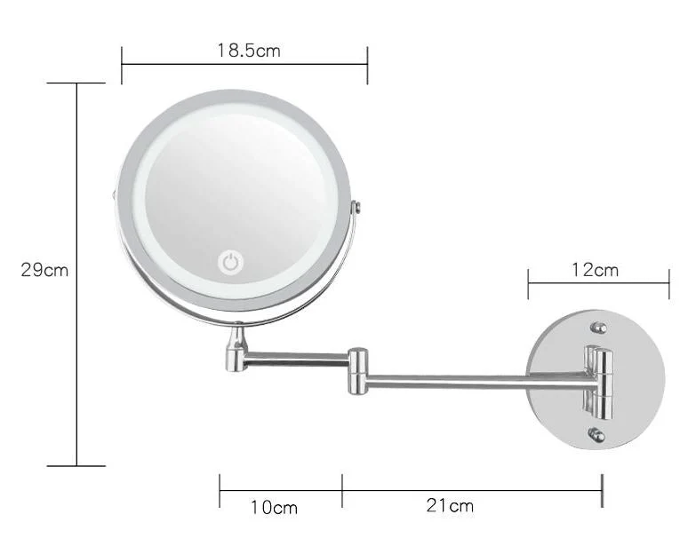 Schminkspiegel UNIQ LED – Wandmontiert mit 5x/1x Vergrößerung und Gelenkarm