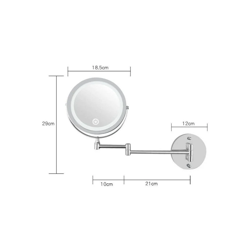 Schminkspiegel UNIQ LED – Wandmontiert mit 5x/1x Vergrößerung und Gelenkarm