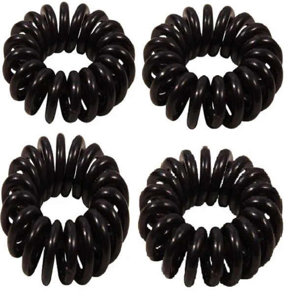 Haar-Spirale – Schwarz – 4er Pack