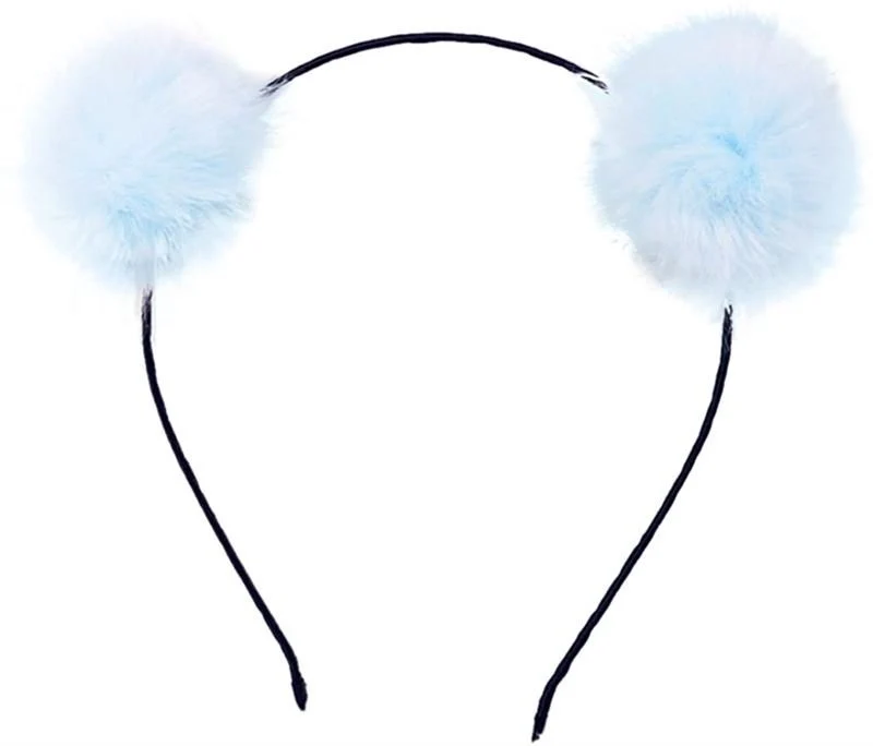 Haarreif mit Pom Poms – Ombre Blau