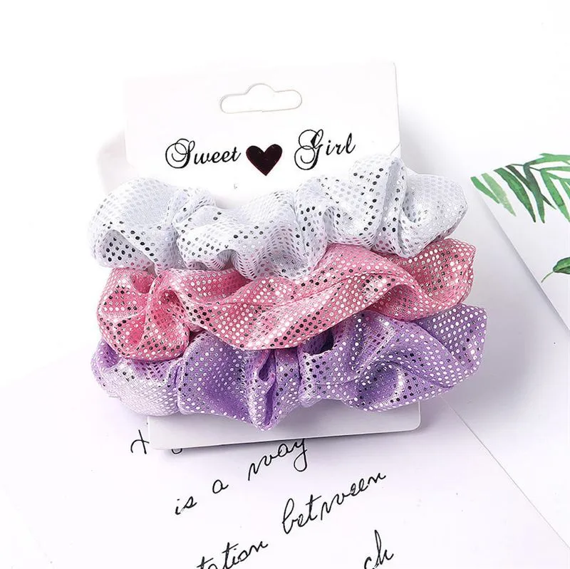 SOHO Nia Scrunchie Set – Seide & Satin in Weiß, rosa, Lila