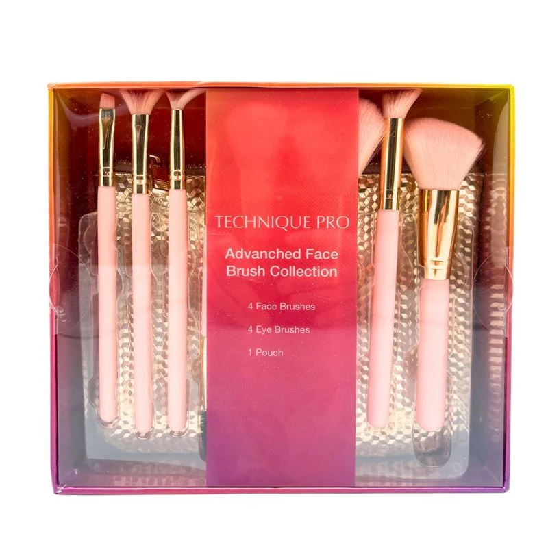 Make-up Pinsel Set – 8er Pack mit Tasche in goldfarben