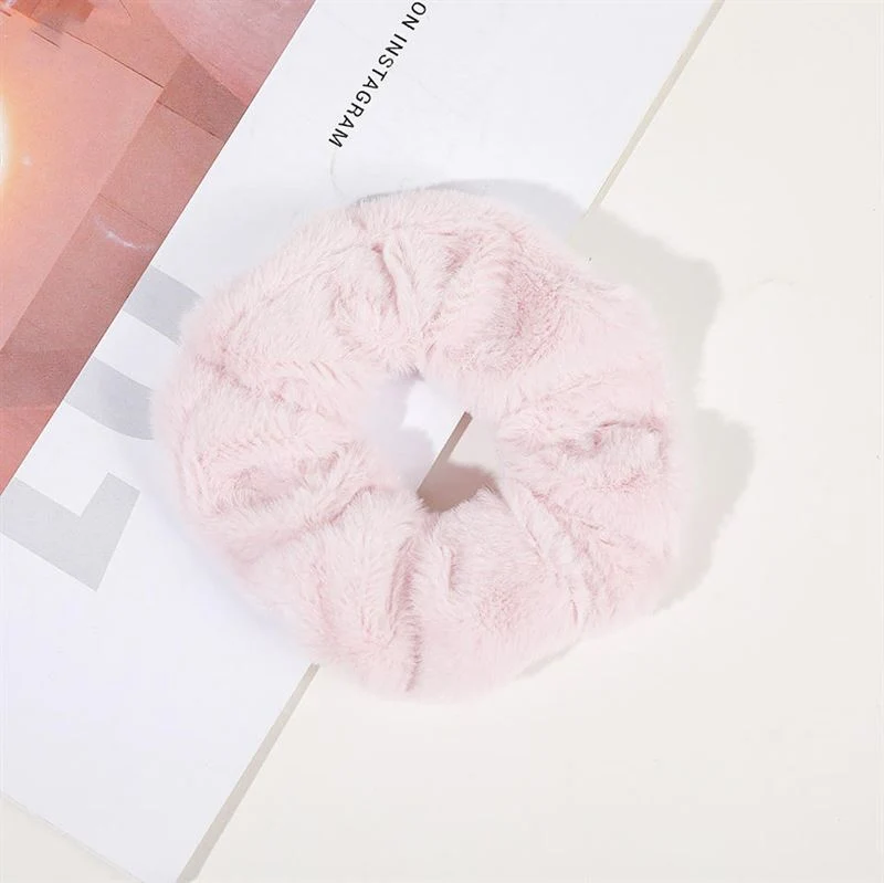 SOHO Teddie Scrunchie – rosa Kunstfell