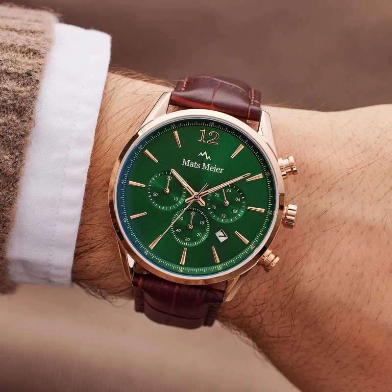 Mats Meier Grand Cornier Chrono Groen/RoseGoldfarbene Uhr MM00114