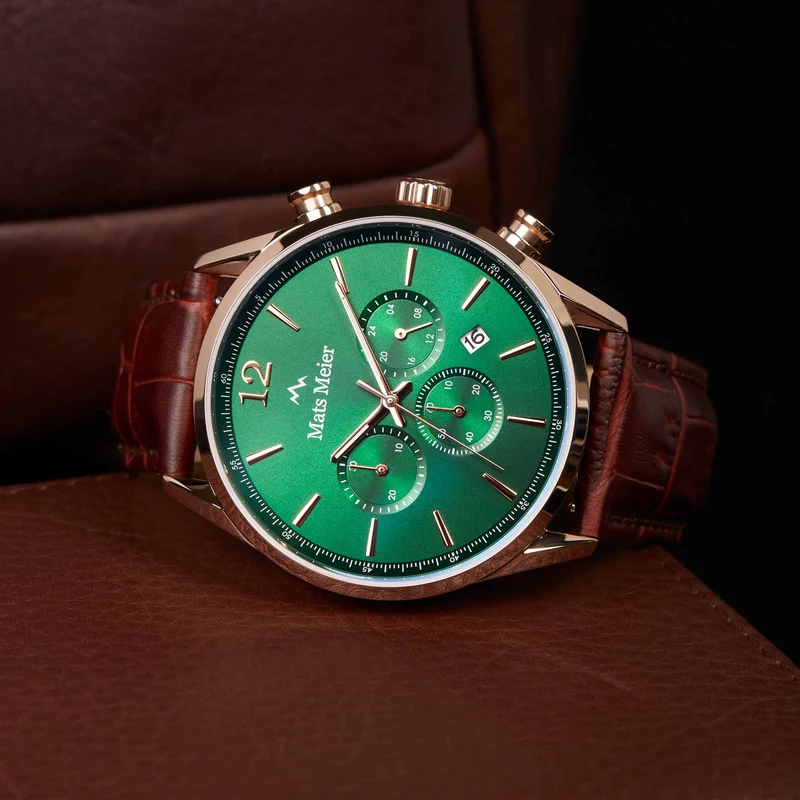 Mats Meier Grand Cornier Chrono Groen/RoseGoldfarbene Uhr MM00114