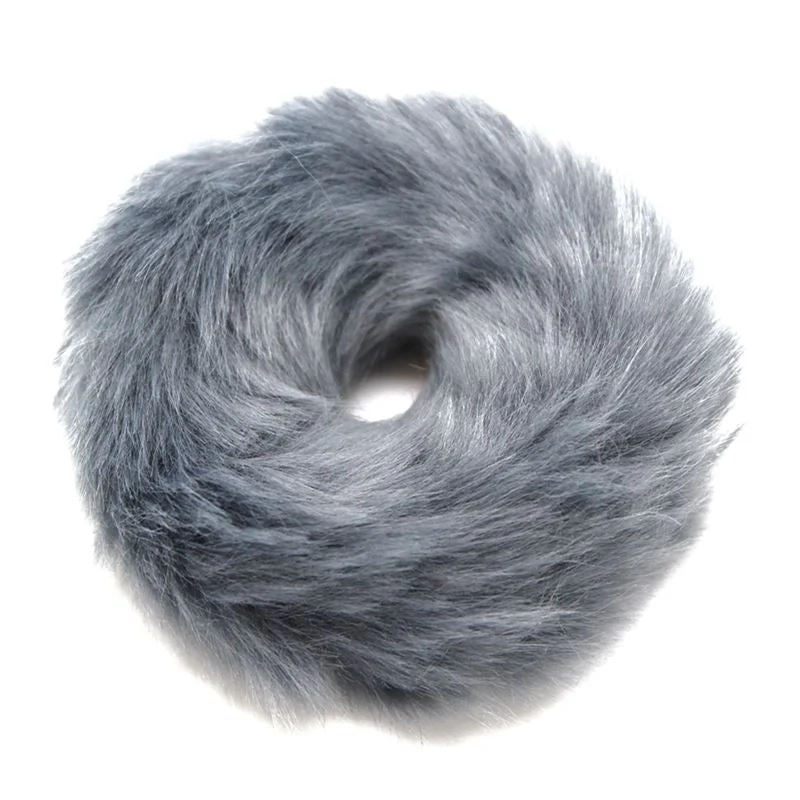 Fell-Haargummi – Grau – Scrunchie aus Kunstfell