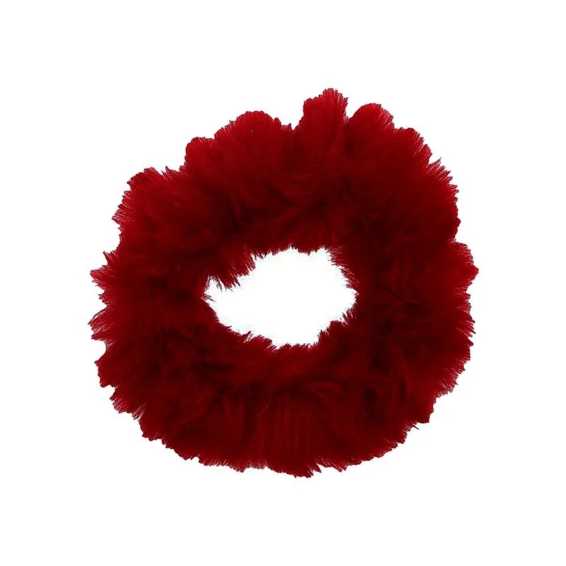 Haargummi – Roter Scrunchie mit Kunstfell