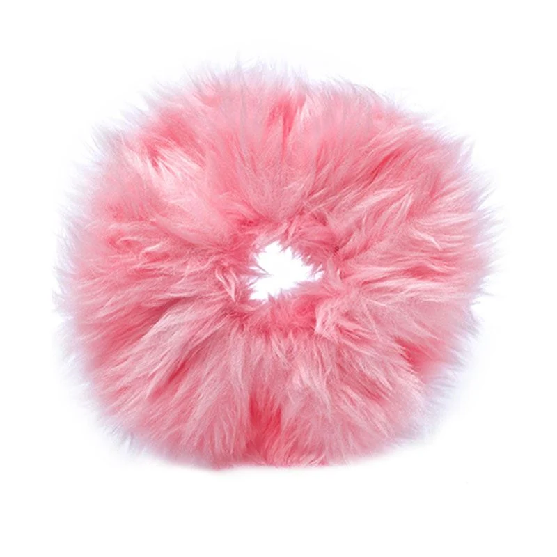 Haargummi mit Fell - Faux Scrunchie, rosa