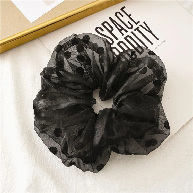 SOHO Scrunchie XL – Organza mit Punkten – Schwarz