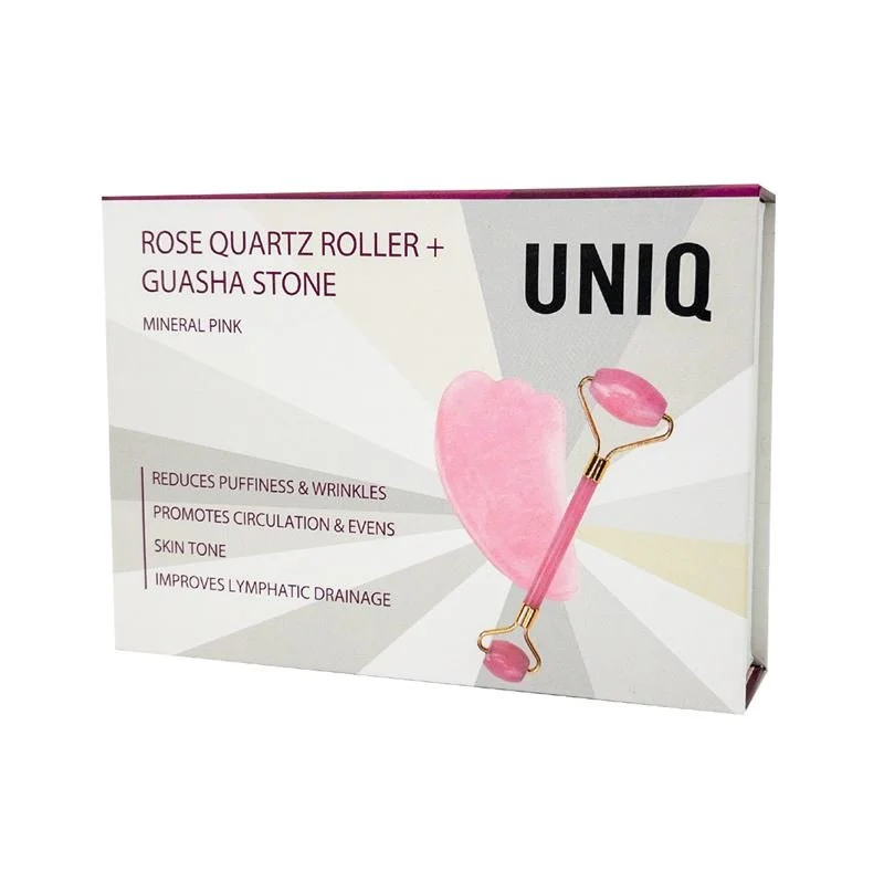 UNIQ Jade Roller Rosenquarz + Guasha Stein | für das Gesicht