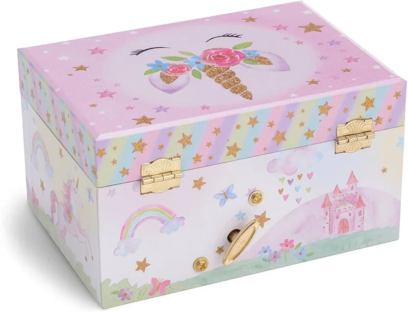 UNIQ Schmuckschatulle für Kinder mit Musik, Ballerina (Einhorn), Rosa/Weiß
