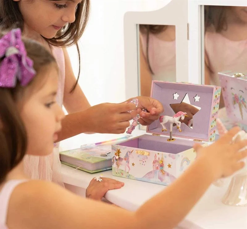 UNIQ Schmuckschatulle für Kinder mit Musik, Ballerina (Einhorn), Rosa/Weiß