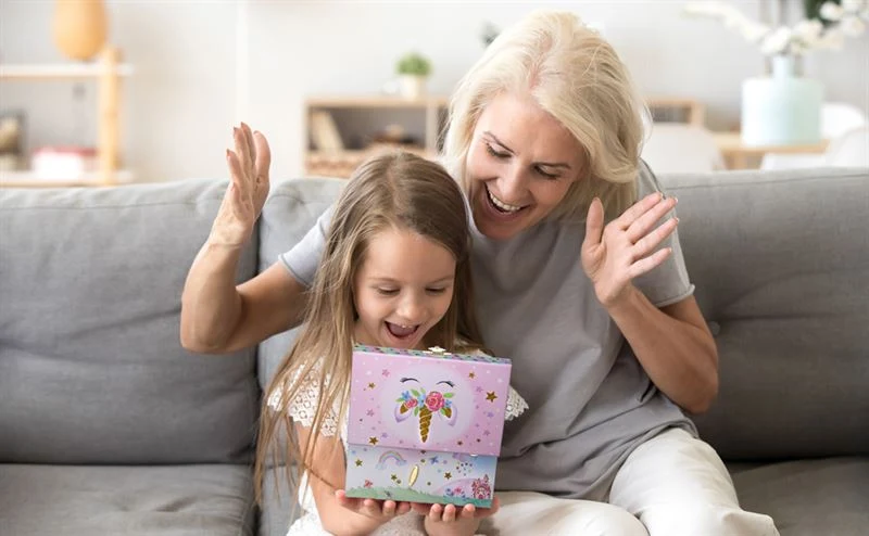 UNIQ Schmuckschatulle für Kinder mit Musik, Ballerina (Einhorn), Rosa/Weiß