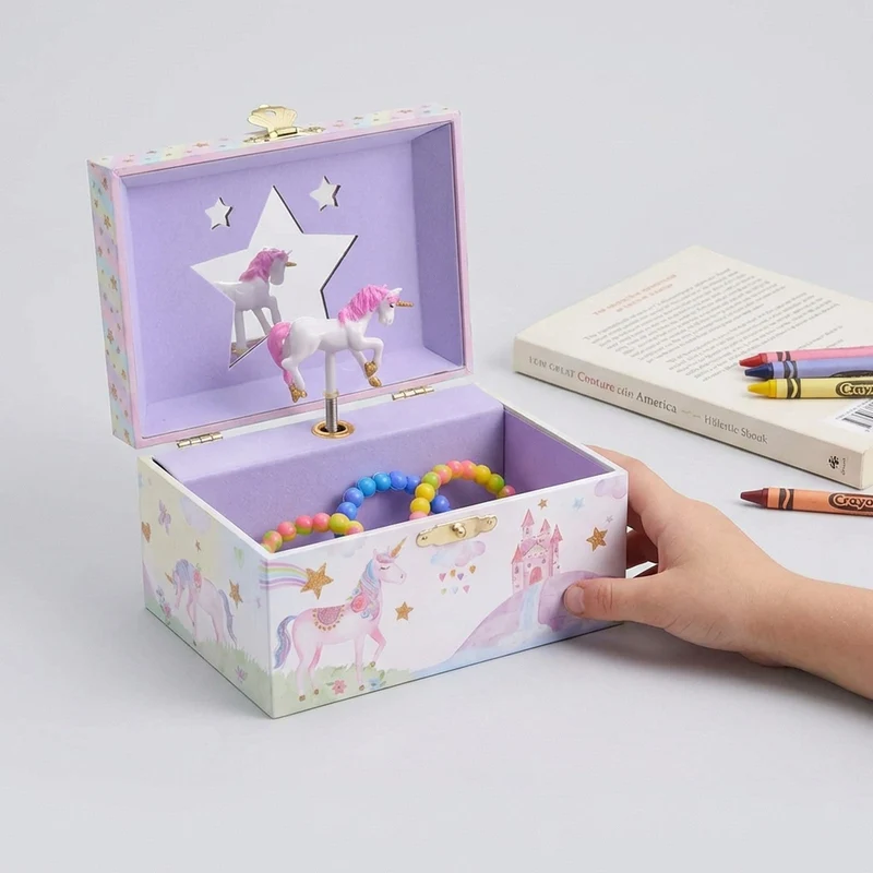 UNIQ Schmuckschatulle für Kinder mit Musik, Ballerina (Einhorn), Rosa/Weiß