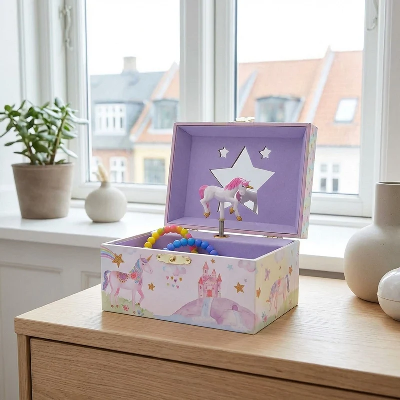 UNIQ Schmuckschatulle für Kinder mit Musik, Ballerina (Einhorn), Rosa/Weiß