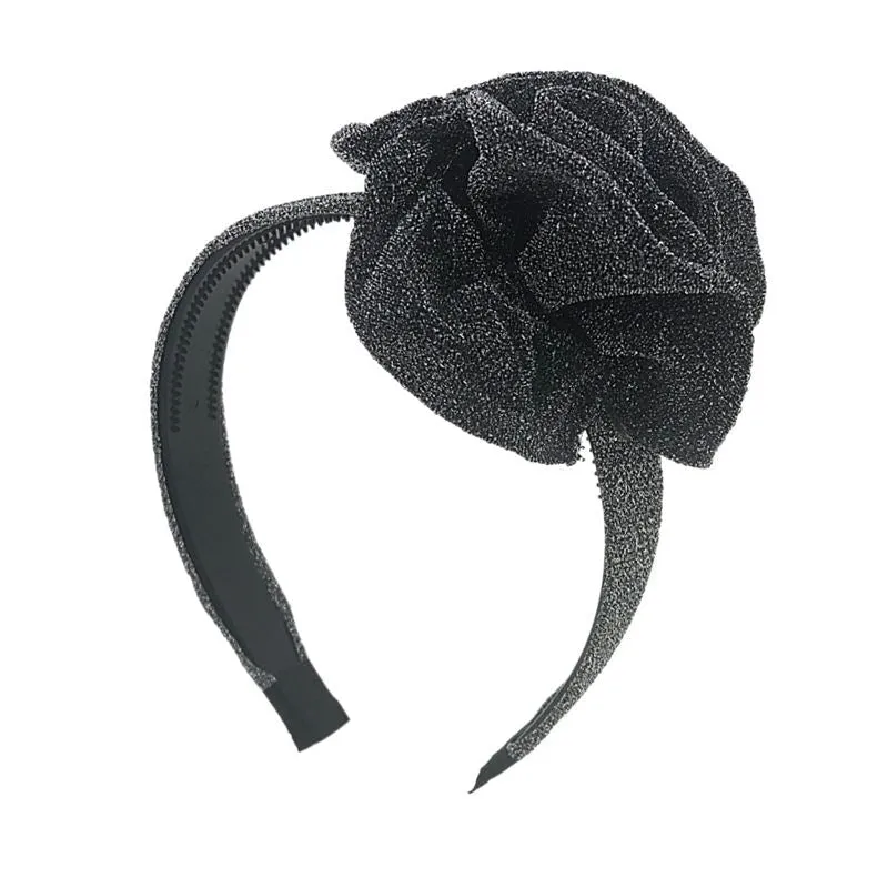 Haarreif mit Glitzer & Schleife – Silber