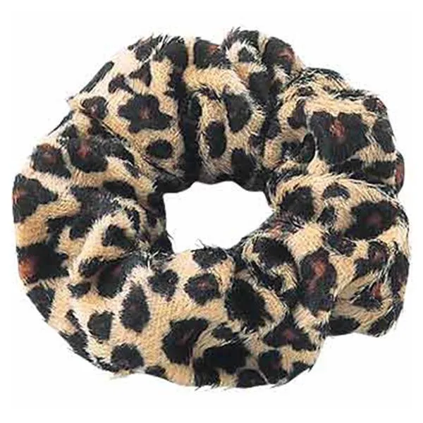 Scrunchie – Velour mit Leopard-Muster in Schwarz