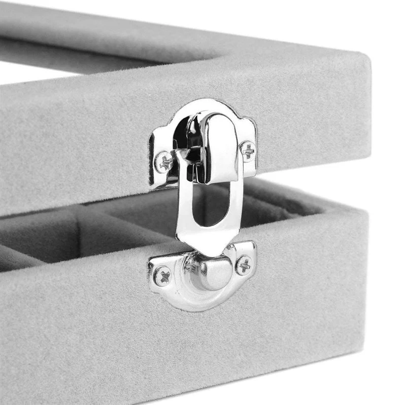 Schmuckkästchen – UNIQ Velours Grau mit 24 Fächern
