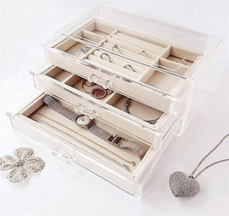 Schmuckkästchen Acryl – 3 Schubladen Organizer von UNIQ