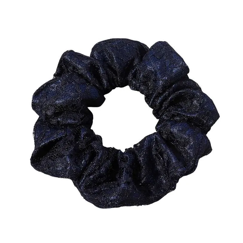Chris Rubin Alice Scrunchie – Dunkelblau mit Spitze