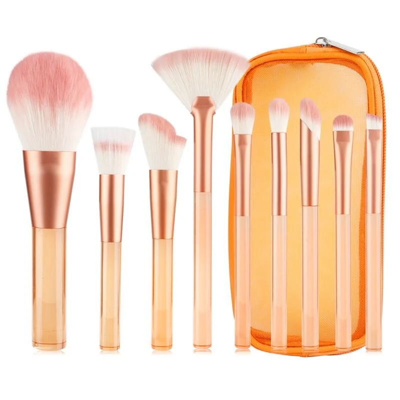 Technique PRO Translucent Perfection Make-up-Pinsel-Set – 9 Make-up-Pinsel mit Tasche (ORANGE)