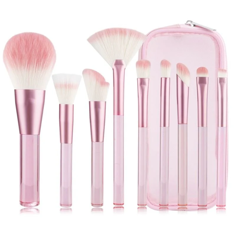 Technique PRO Translucent Perfection Make-up-Pinsel-Set – 9 Make-up-Pinsel mit Tasche (PINK)