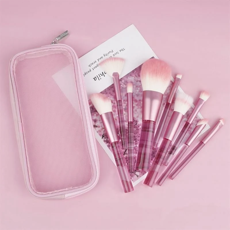 Technique PRO Translucent Perfection Make-up-Pinsel-Set – 9 Make-up-Pinsel mit Tasche (PINK)