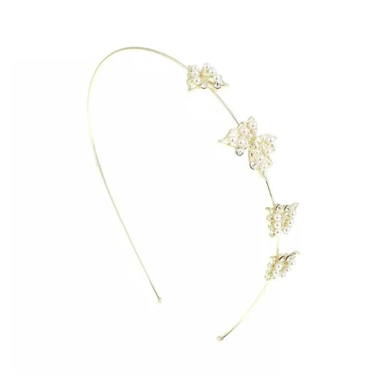 Haarreif – goldfarben mit Strass und Perlen