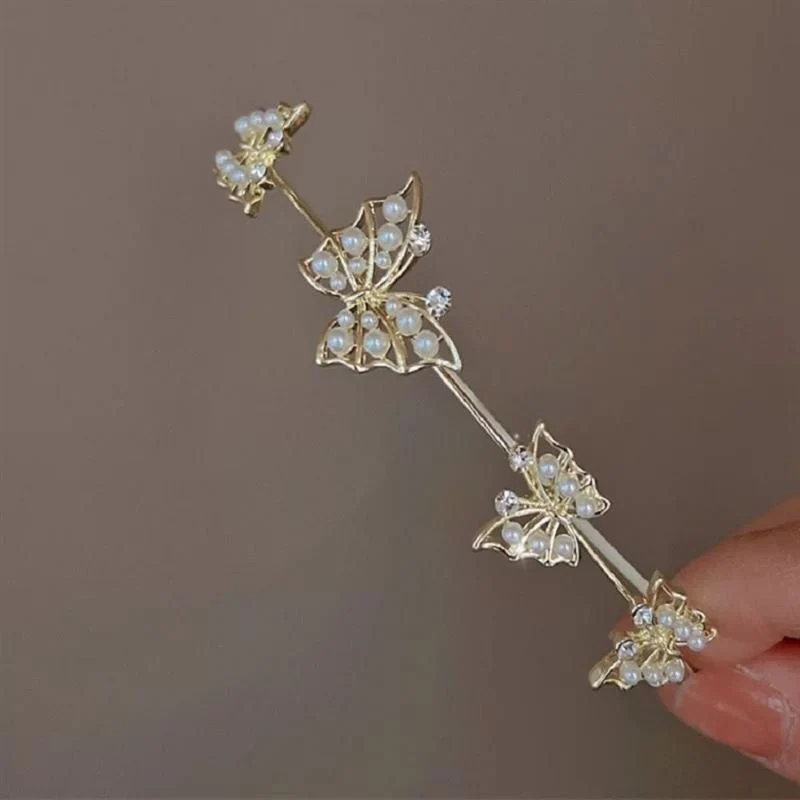 Haarreif – goldfarben mit Strass und Perlen
