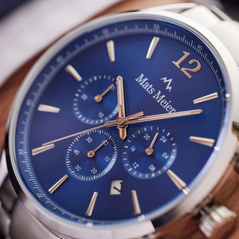 Mats Meier Grand Cornier Chrono Blauw/Silberfarbene Uhr MM00108