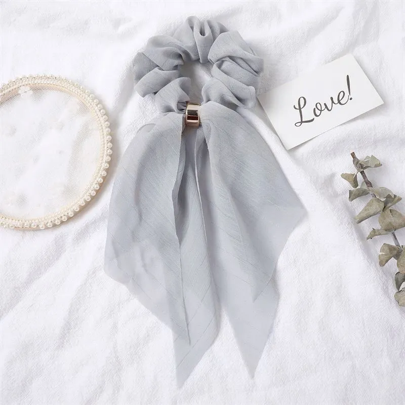 Scrunchie mit Tuch – SOHO Vina Grau Glitzer