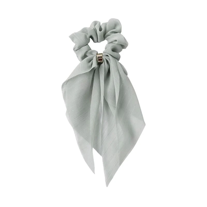 Scrunchie mit Tuch – Grün mit Glitzer und Goldring