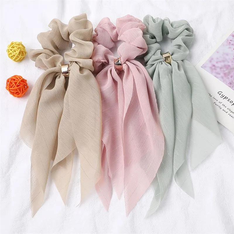 Scrunchie mit Tuch – Grün mit Glitzer und Goldring