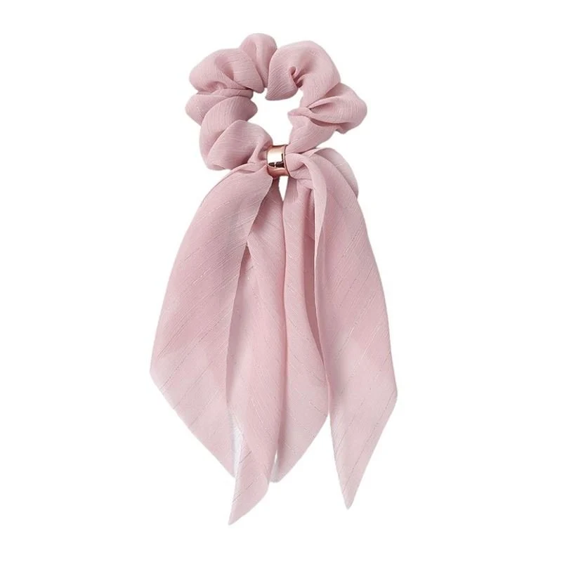 Scrunchie mit Tuch – pink mit Glitzer und Goldring