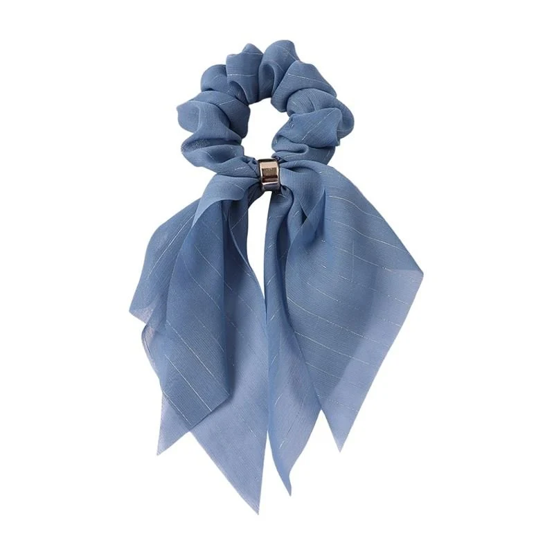 SOHO Vina Scrunchie mit Tuch – Blau, Glitzer & Goldring