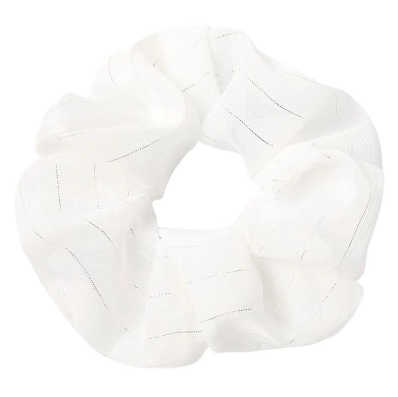 Scrunchie – Weiß mit Silber-Glimmer